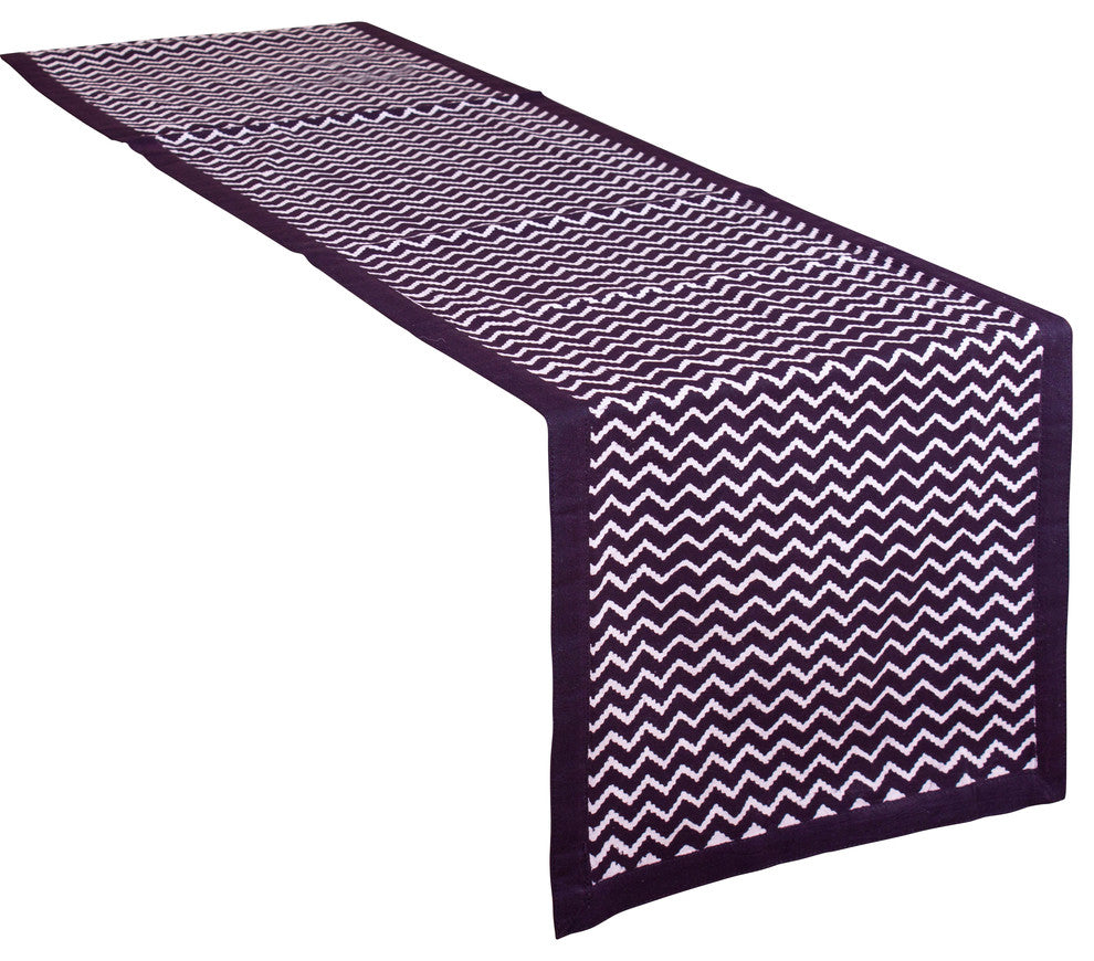 Zig Zag Table Runner, Black and White