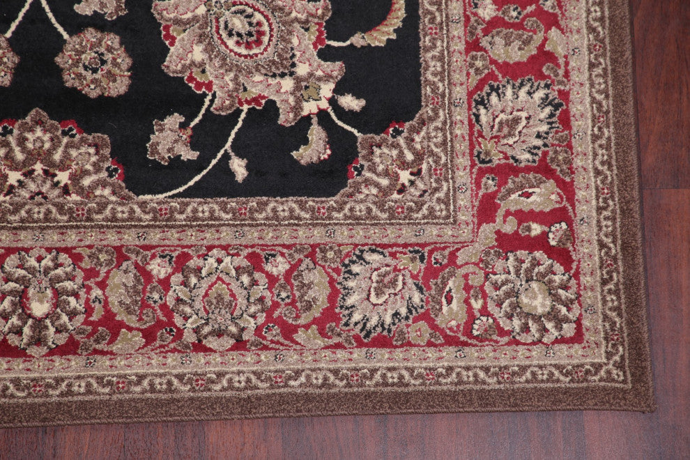 Agra Oriental Carpet Traditional Wool Turkish Area Rug, Black, 9'1"x6'7