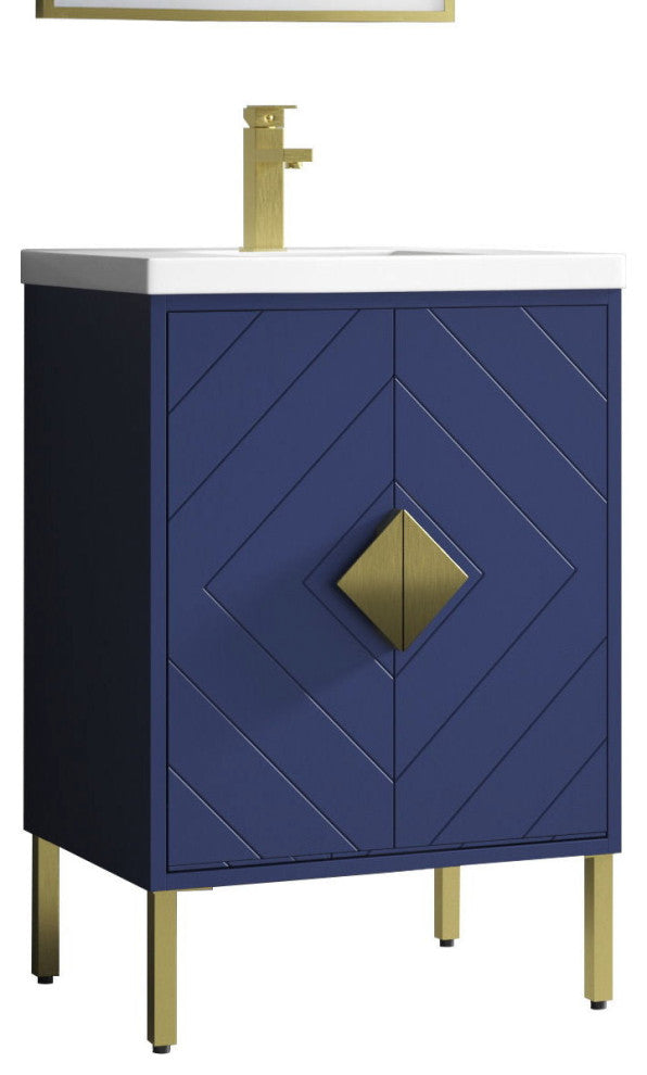 24" Tennant Brand Modern Style Navy Blue Eileen Bathroom Sink Vanity