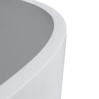 59 in. W Solid Surface Freestanding Flatbottom Soaking Bathtub in Matte White