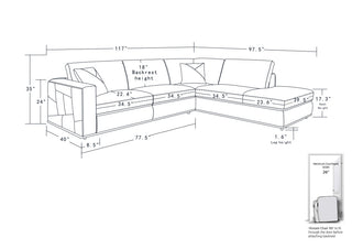 Skylar Genuine Italian Leather Modern Right Arm Facing Chaise Sectional, White