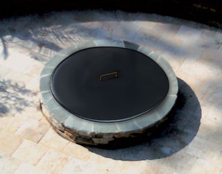 Solid Round Fire Pit Snuffer Cover, Stainless Steel, 34" Diameter