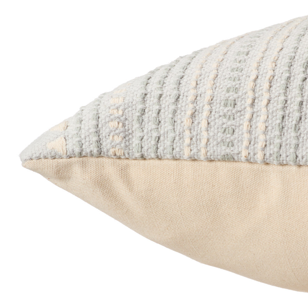 Velika Striped Light Blue/ Cream Pillow, 24"x24", Down Fill
