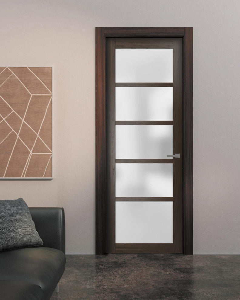 Solid French Door Frosted Glass | Quadro 4002 Chocolate Ash | -28 x 84