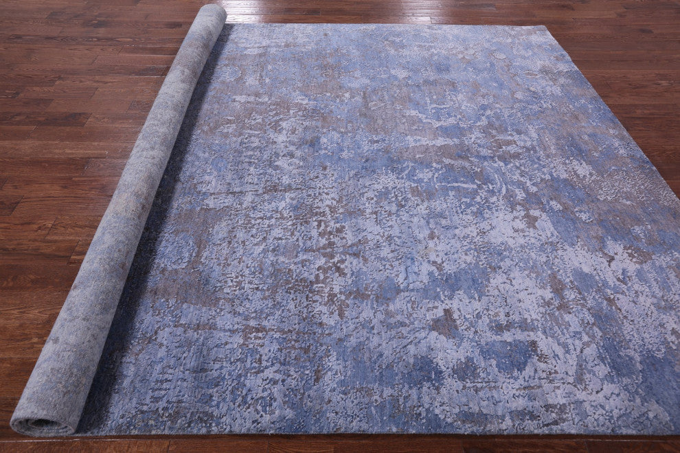 9' 0" X 12' 4" Wool and Silk Hand Knotted Abstract Rug Q9037