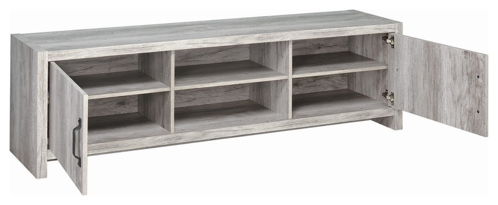 2 Doors and Open Shelf TV Console, Gray