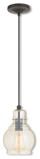 Art Glass Mini Pendant 1-Light Mini Pendant, English Bronze