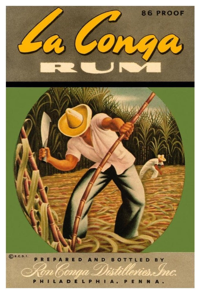 "La Conga Rum" Digital Paper Print by Vintage Booze Labels, 29"x42"