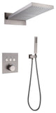 Luxury Thermostatic Shower System with Rough-in Valve & Waterfall Showerhead, Br