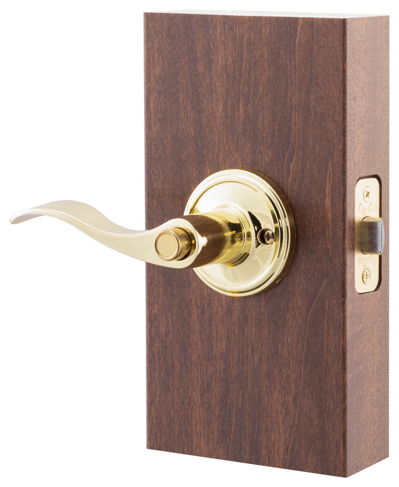 Restroom Lever, Polished Brass