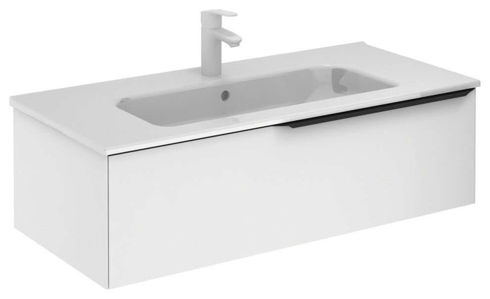 UNIT 40" MIO 1DR Matt White / Black Handle With Ceramic Top