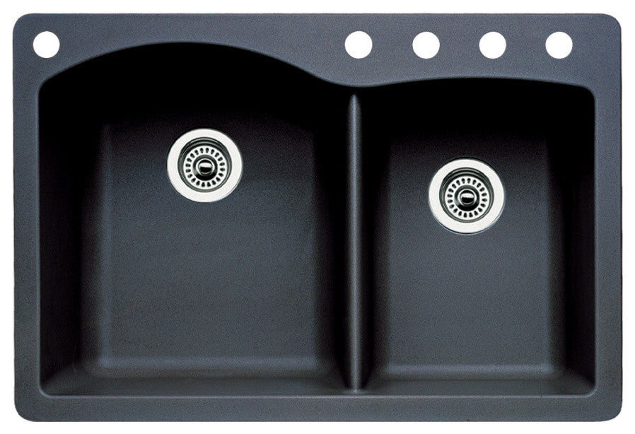 Blanco 440215-5 Diamond 33"x22" Granite Double Bowl Kitchen Sink, Anthracite