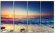 Beautiful Sunrise over Blue Sea, Seashore Canvas Art Print, 48"x28", 4 Panels