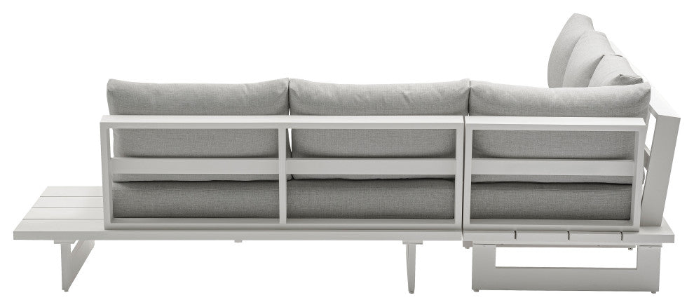 Maldives Outdoor Patio Sectional, Grey, White Frame