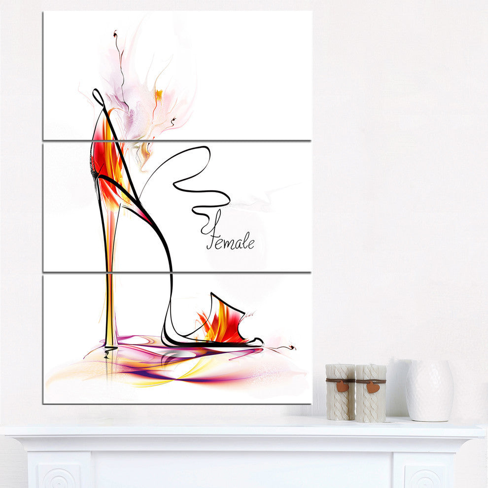 "Abstract Red High Heel" Digital Metal Wall Art, 3 Panels, 28"x36"