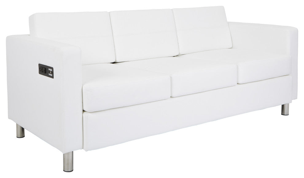 Sofa With Dual Charging Station, Snow