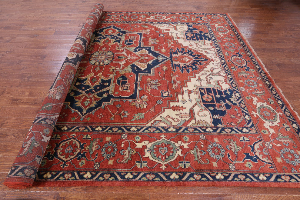 9' 11" X 13' 8" Handmade Heriz Serapi Wool Rug - Q16010