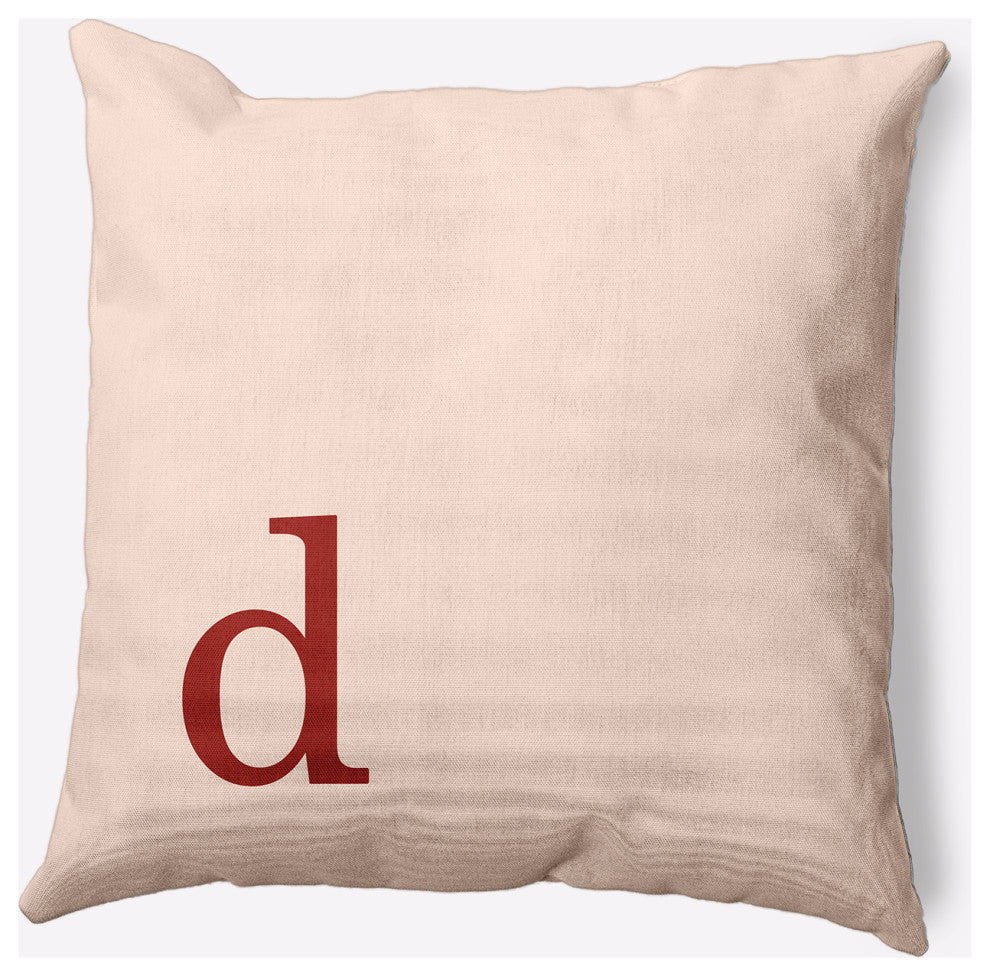 20" x 20" Modern Monogram Indoor/Outdoor Polyester Throw Pillow, Maple Red