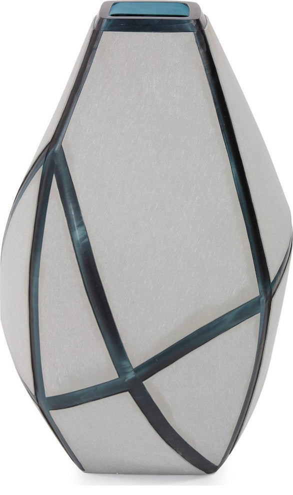 Deep Aqua Modern Glass Vase, Bain Collection