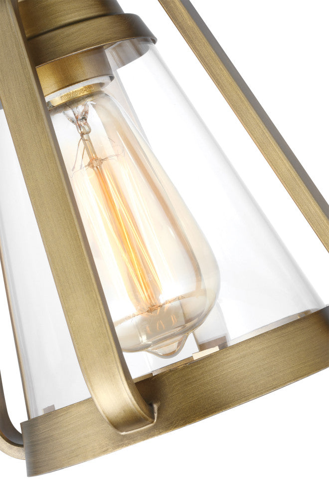 Everett 1-Light Small Wall Sconce, Natural Brass With Clear Glass