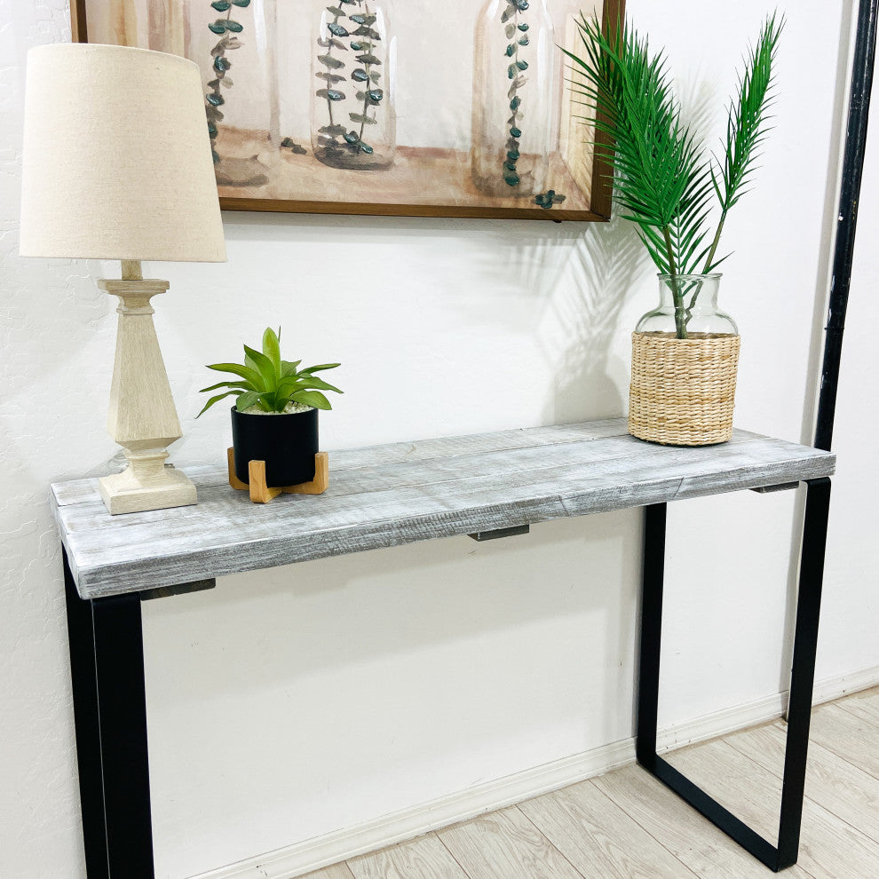 Barn Walls Bedroom Console Table Accent Table, Handcrafted, Graywash, 58" Length