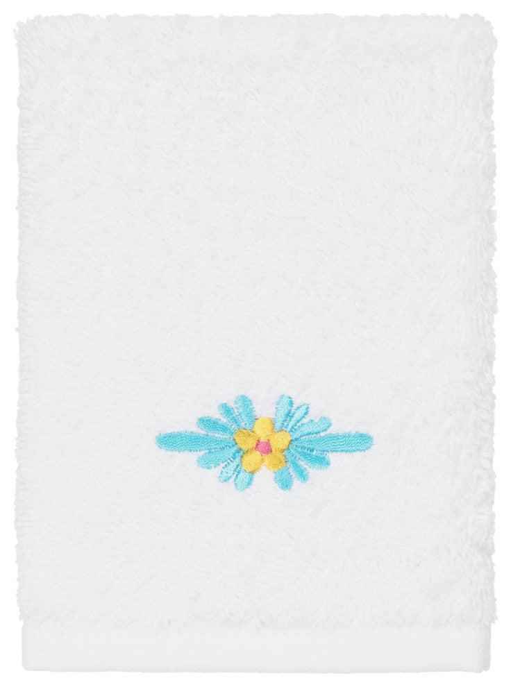 Linum Home Textiles Turkish Cotton Feliz 3-Piece Embellished Towel Set, White