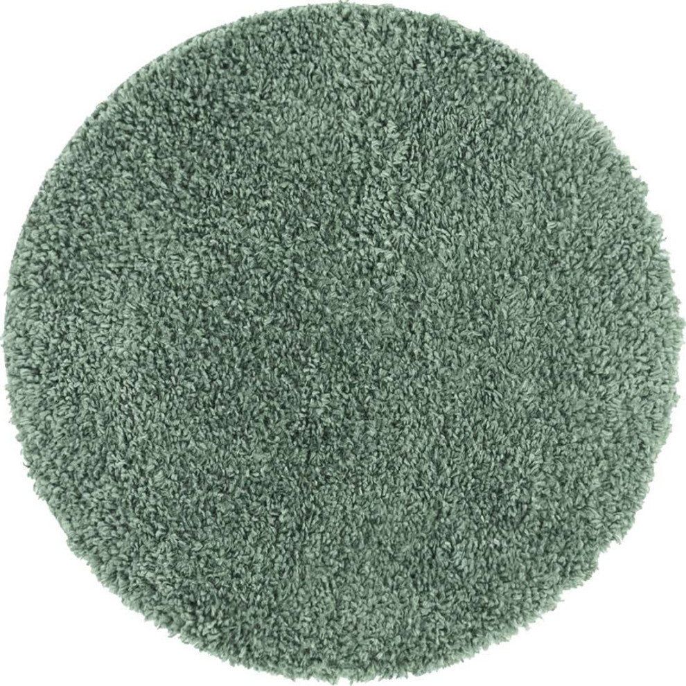 Unique Loom Ivory Davos Shag Area Rug, Sage, 3'3x3'3, Round