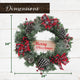 24" Christmas Frosted Wreath With Pinecones, Berries and Plaid Bows