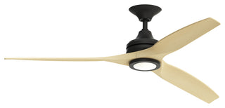 Fanimation Spitfire Ceiling 48" Fan/LED Light, Black/Natural Blades