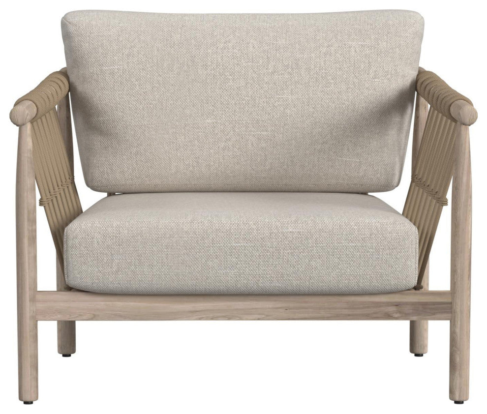 Leo Teak Wood Outdoor Accent Chair, Taupe