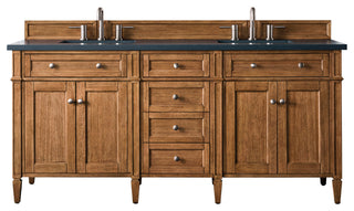 Brittany 72" Saddle Brown Double Vanity, Charcoal Soapstone Quartz Top