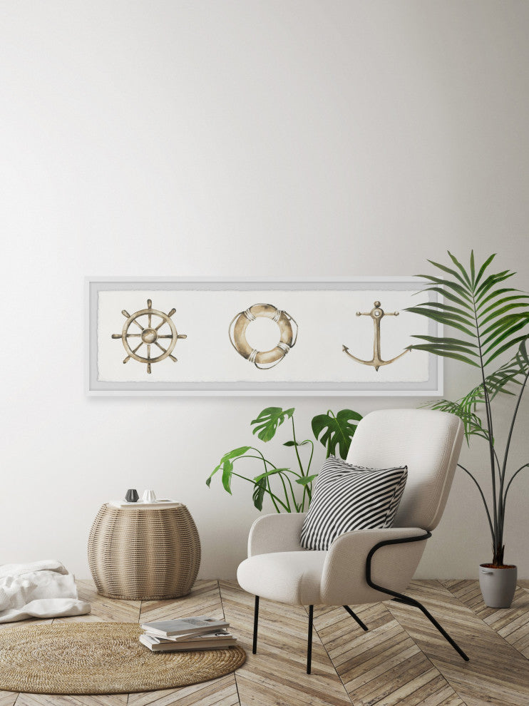 "Sailing Symbols" Framed Painting Print, 45x15