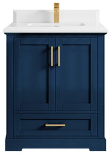 Boston 30 Single Sink Bath Vanity in Navy Blue 1.5" White Quartz