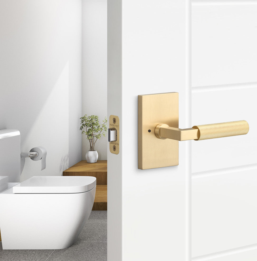 Levanto Privacy Rosette, Satin Brass, Knurled Grip in Satin Brass