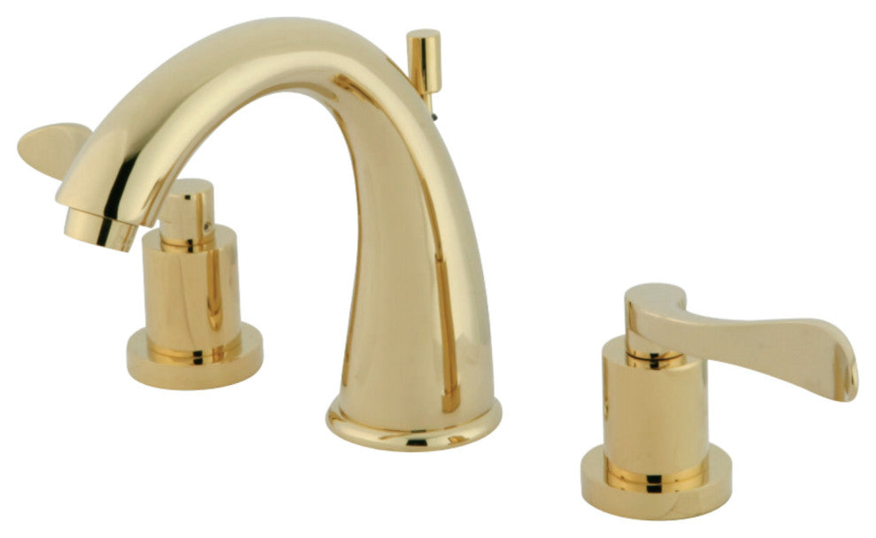Kingston Brass Widespread Bathroom Faucet With Brass Pop-Up, Polished Brass
