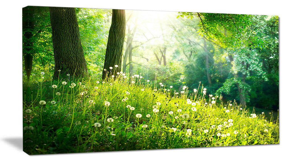Beautiful Green Grass and Trees, Large Landscape Canvas Art Print, 32"x16"