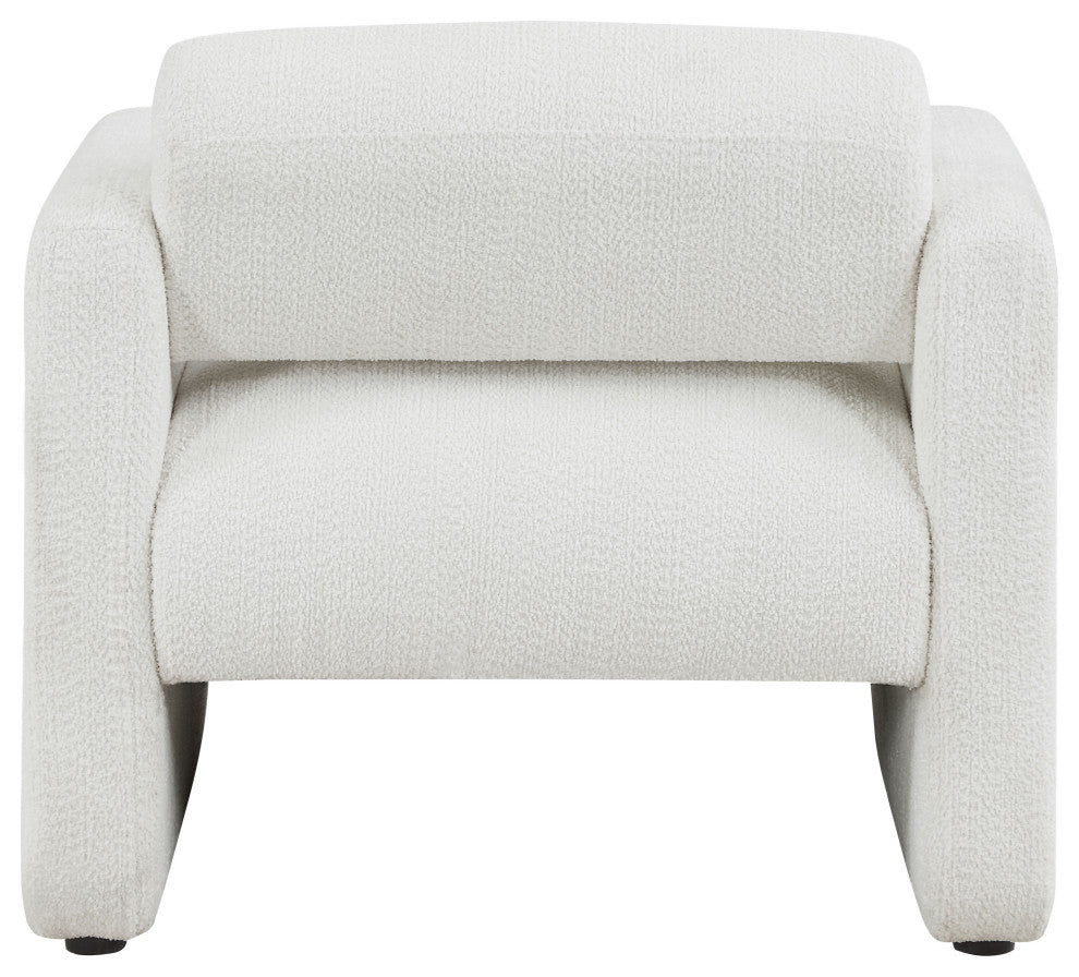 Cindy Boho Boucle Upholstered Accent Arm Chair, White
