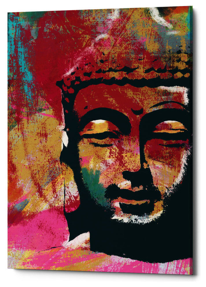 Epic Graffiti "Painted Buddha IV" by Linda Woods, Giclee Canvas Art, 18"x26"