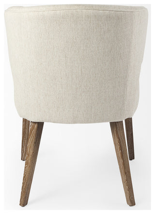 Niles Cream Fabric Seat With Brown Solid Wood Frame Wingback Dining Chair