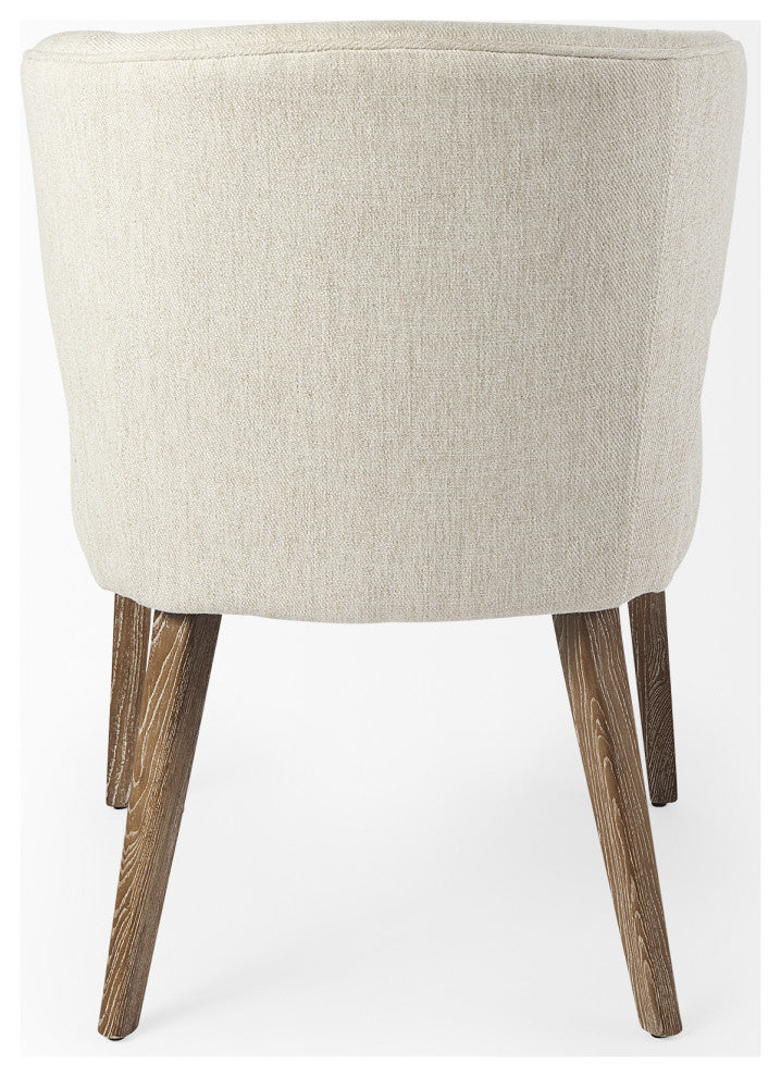 Niles Cream Fabric Seat With Brown Solid Wood Frame Wingback Dining Chair