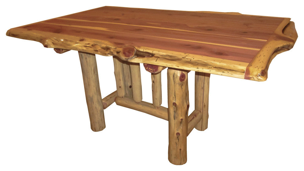 Red Cedar Log Trestle Dining Table, 42" X 60"