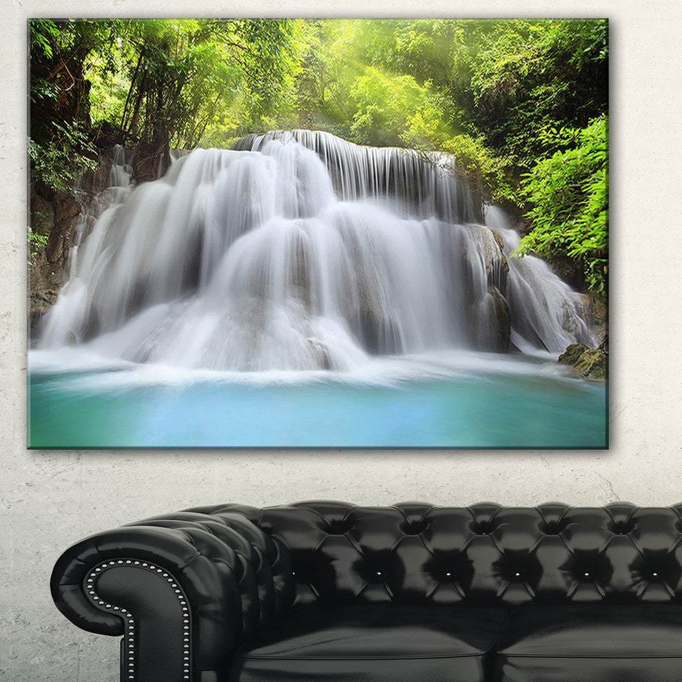 "White Huai Mae Kamin Waterfall" Canvas Print, 40"x20"