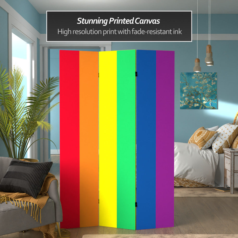 6' Tall Double Sided Rainbow Canvas Room Divider