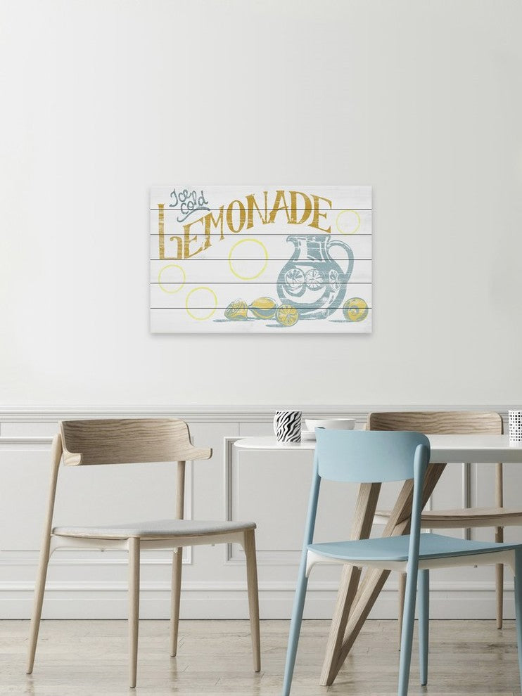 "Ice Cold Lemonade II" Painting Print on White Wood, 24"x16"