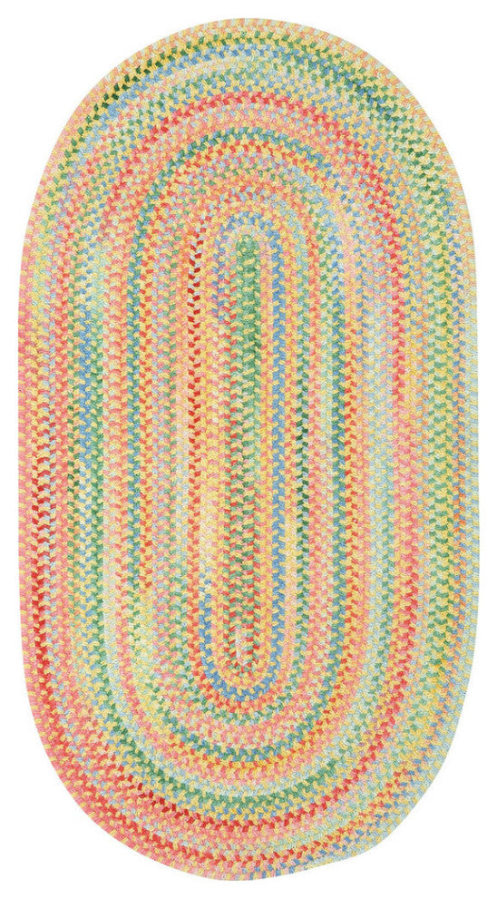 Capel Baby's Breath Light Yellow 0450_150 Braided Rugs - 9' 2" X 13' 2" Oval