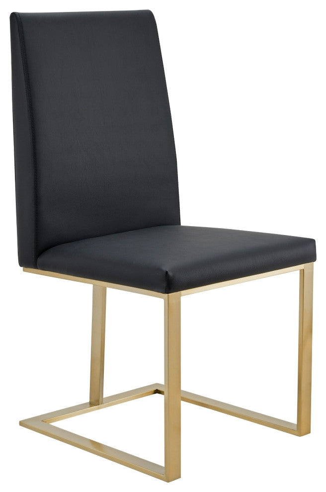 Modrest Frankie Modern Dark Grey Vegan Leather, Antique Brass Dining Chair
