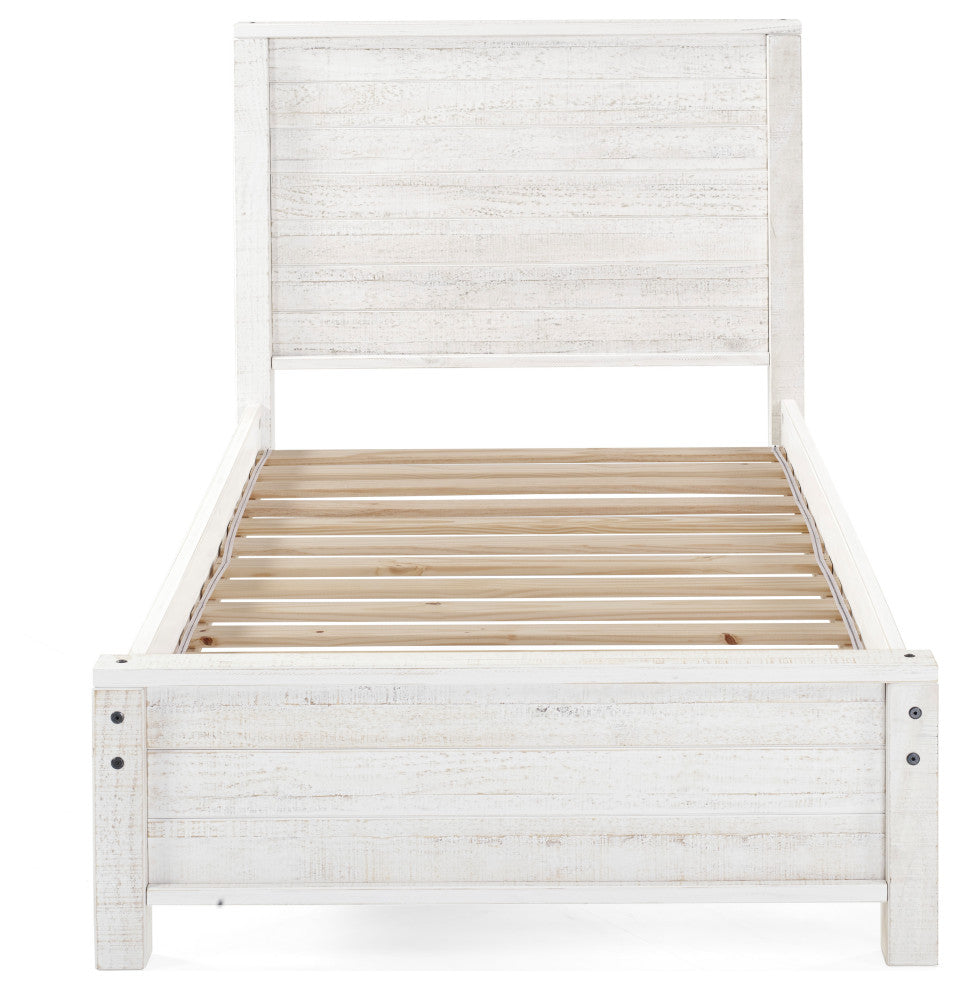 Panel Twin Bed, White