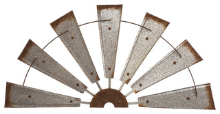 32"L Galvanized Farmhouse Half Wind Spinner Wall Decor, Natural