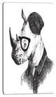 Hipster Rhino in Black and White, Animal Canvas Art Print, 16"x32"