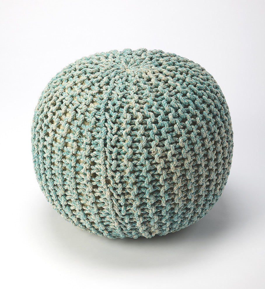 Butler Pincushion Woven Pouffe, Green